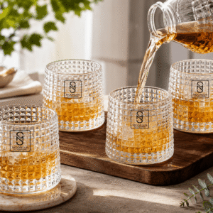 Ribbed Design Spinner Drinking Glass