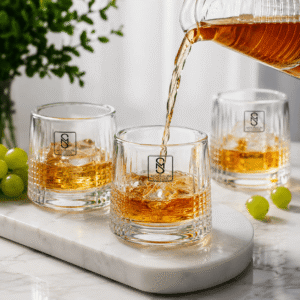 Streaky Design Spinner Drinking Glass